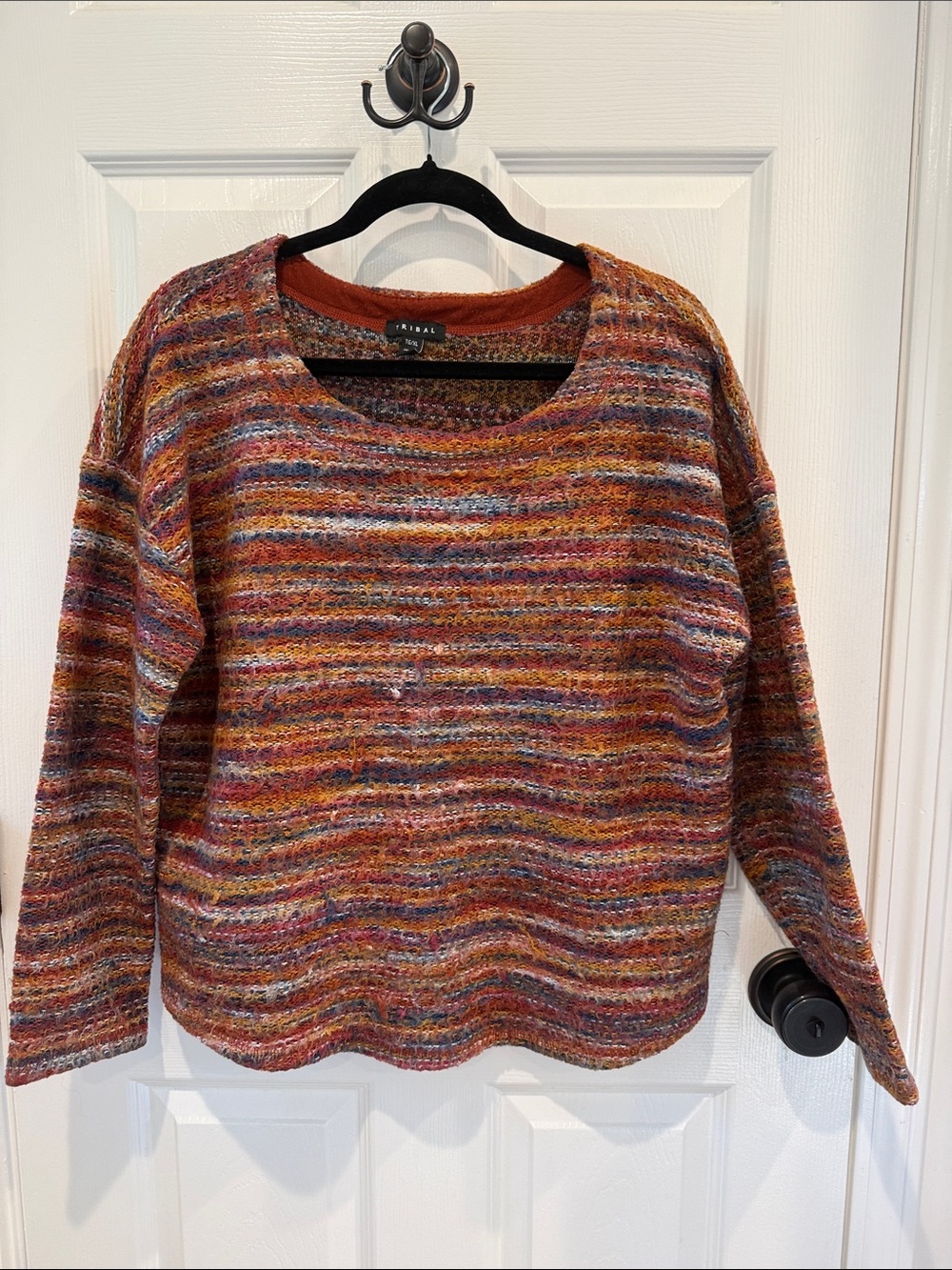 Multi-Color Striped Crewneck Women's Sweater